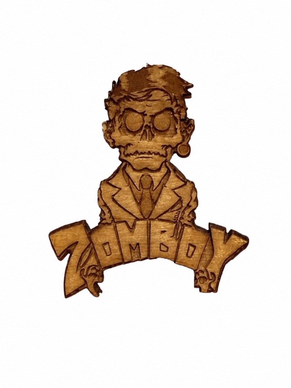 Zomboy DJ Wooden Lapel Pin Laser Engraved Zombie Logo Dubstep EDM Rave Festival